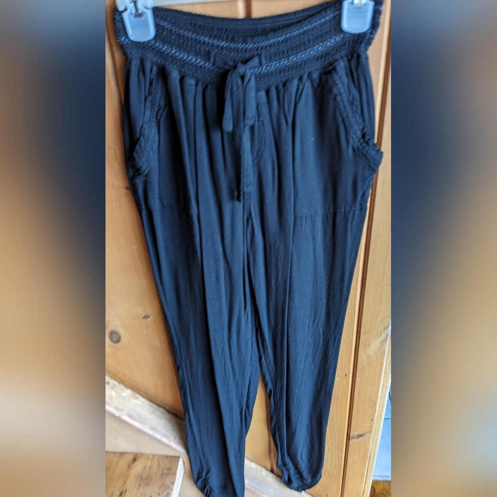 Rewash Black Bohemian Woman Joggers Size M Tapered Leg W/Pockets